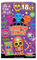 Halloween Day Of The Dead Sugar Skull Lollipop Rings Box Of 18 Assorted Flavors