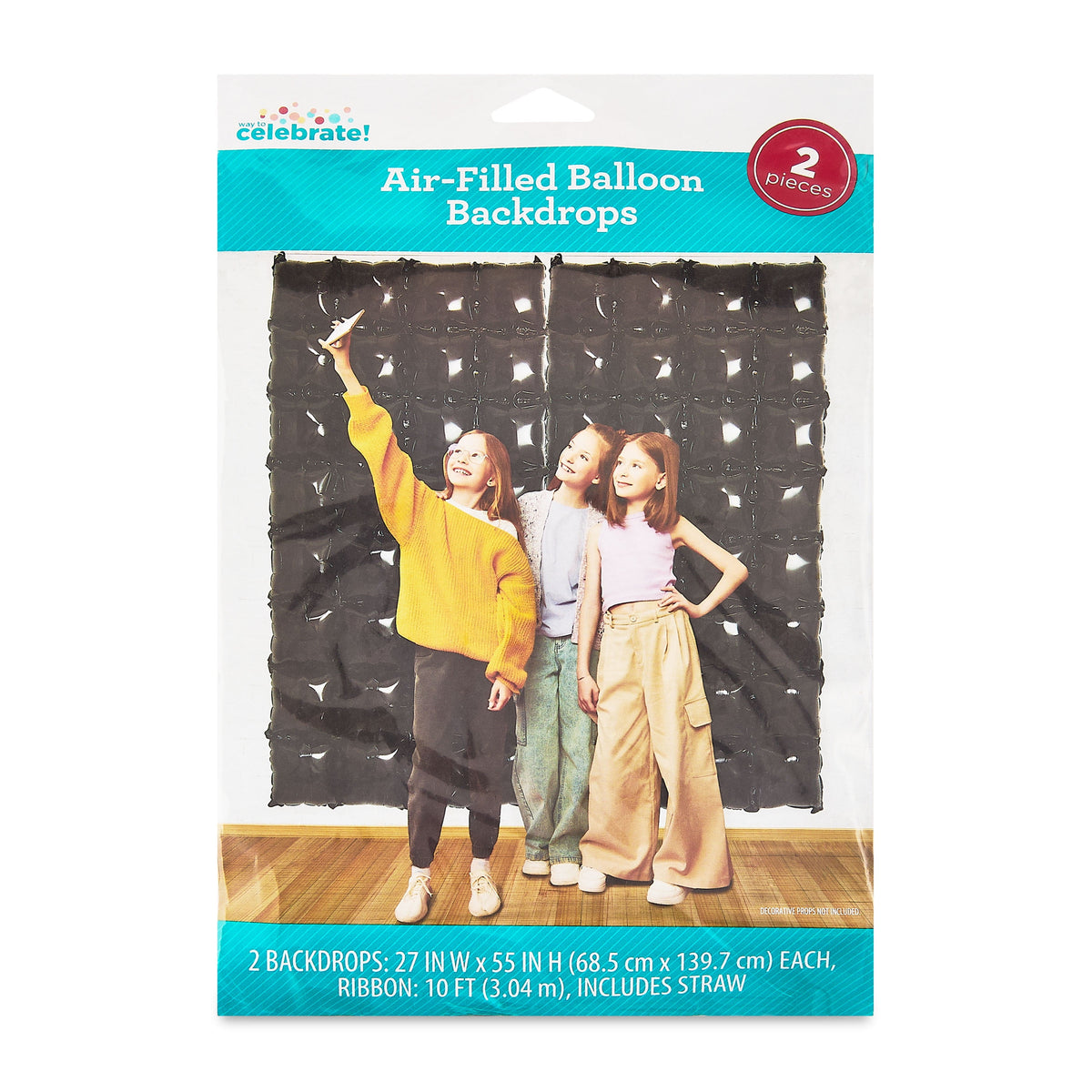 2 Count Foil Balloon Backdrops, Black, by Way To Celebrate