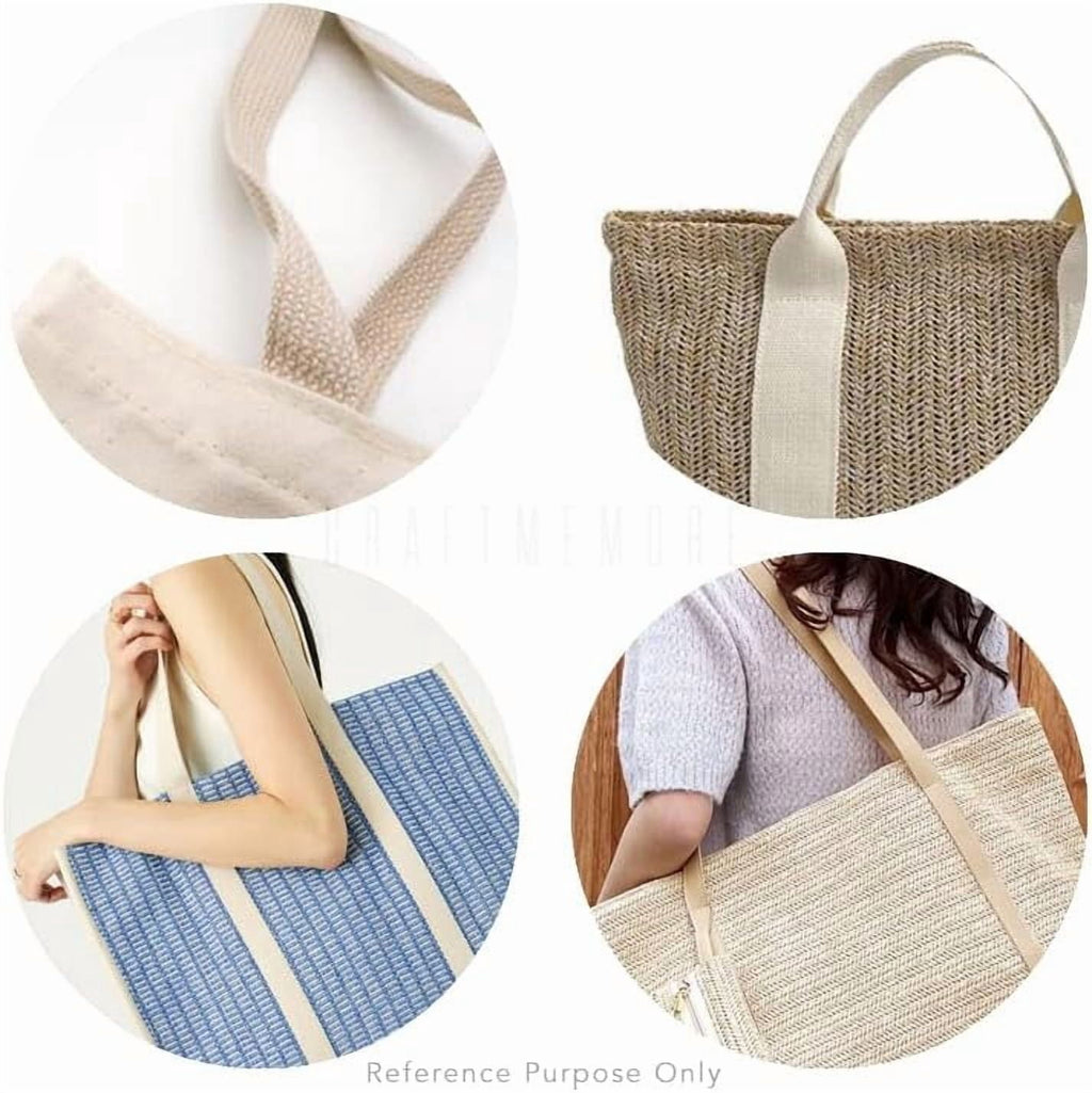 CRAFTME STUDIO Natural Cotton Webbing Ribbon for Bags, Sewing & Crafts (1 Inch x 5 Yards, Natural)
