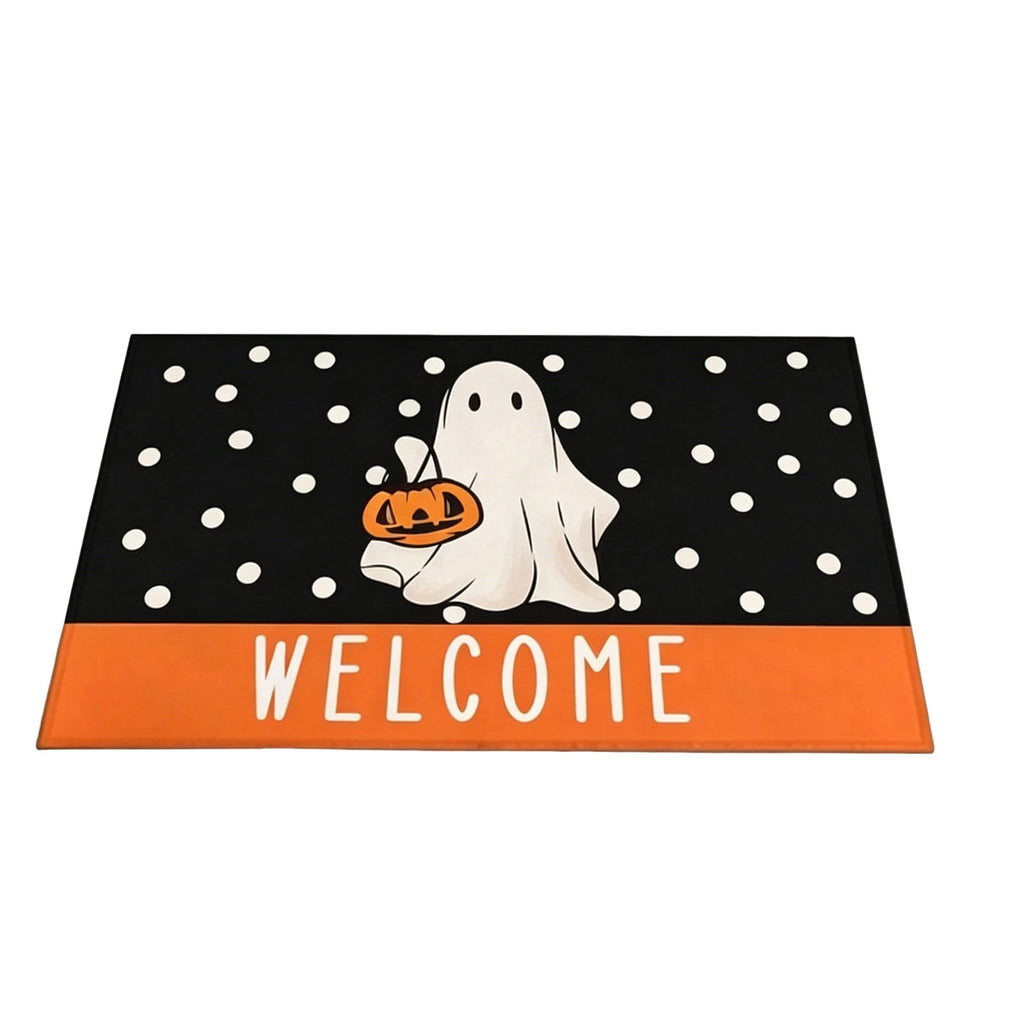 Halloween Ghost Door Mat, Cute Welcome Mat for Front Door Porch Entryway Haunted Outdoor Decor Spooky Decorative Entrance Doormat Non Slip Halloween Rug, 16" x 24"