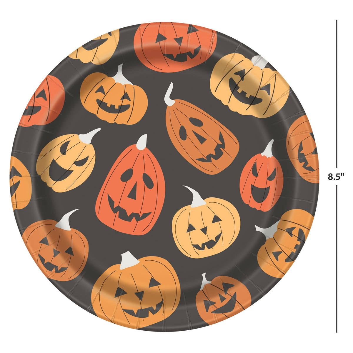 Jack-o'-Lantern Disposable Paper Plates, Multicolor, 8.5", 8 Count, Halloween by Way To Celebrate