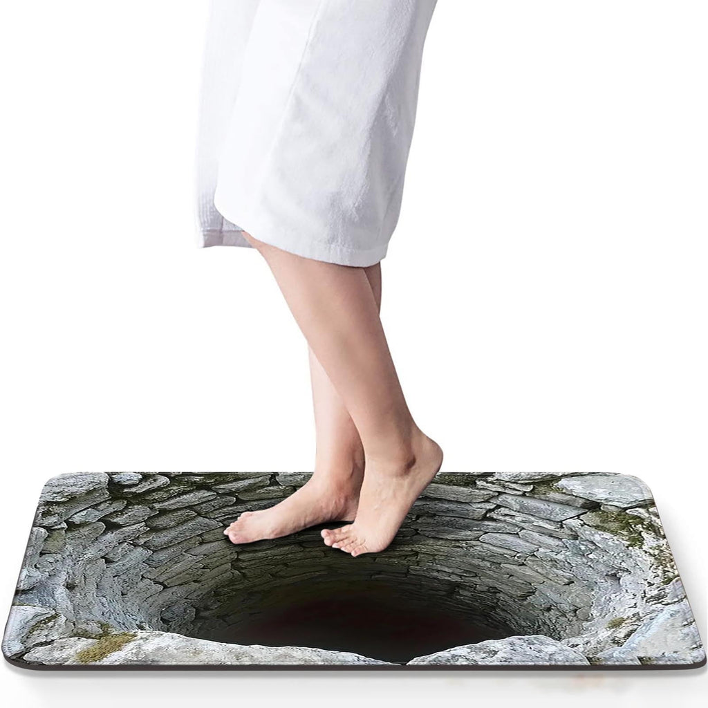 2026 New 3D Hole Rug, Rugs That Look like a Hole, Trap Optical Illusion Bottomless Non-slip Doormat for Door Entrance, Bathroom, Stairs, Playroom, Living Room, Or Area Decoration