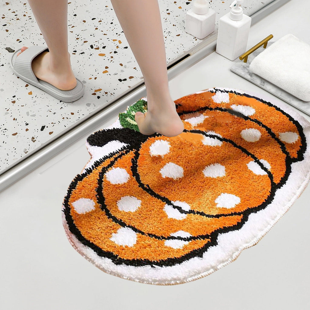 Fall Area Rug Maple Leaf Pumpkin Imitation Wool Mat 27.56x27.56in Polyester Skidproof & Soft for Living Room Bedroom Entryway Fall Doormat by MPOISVA