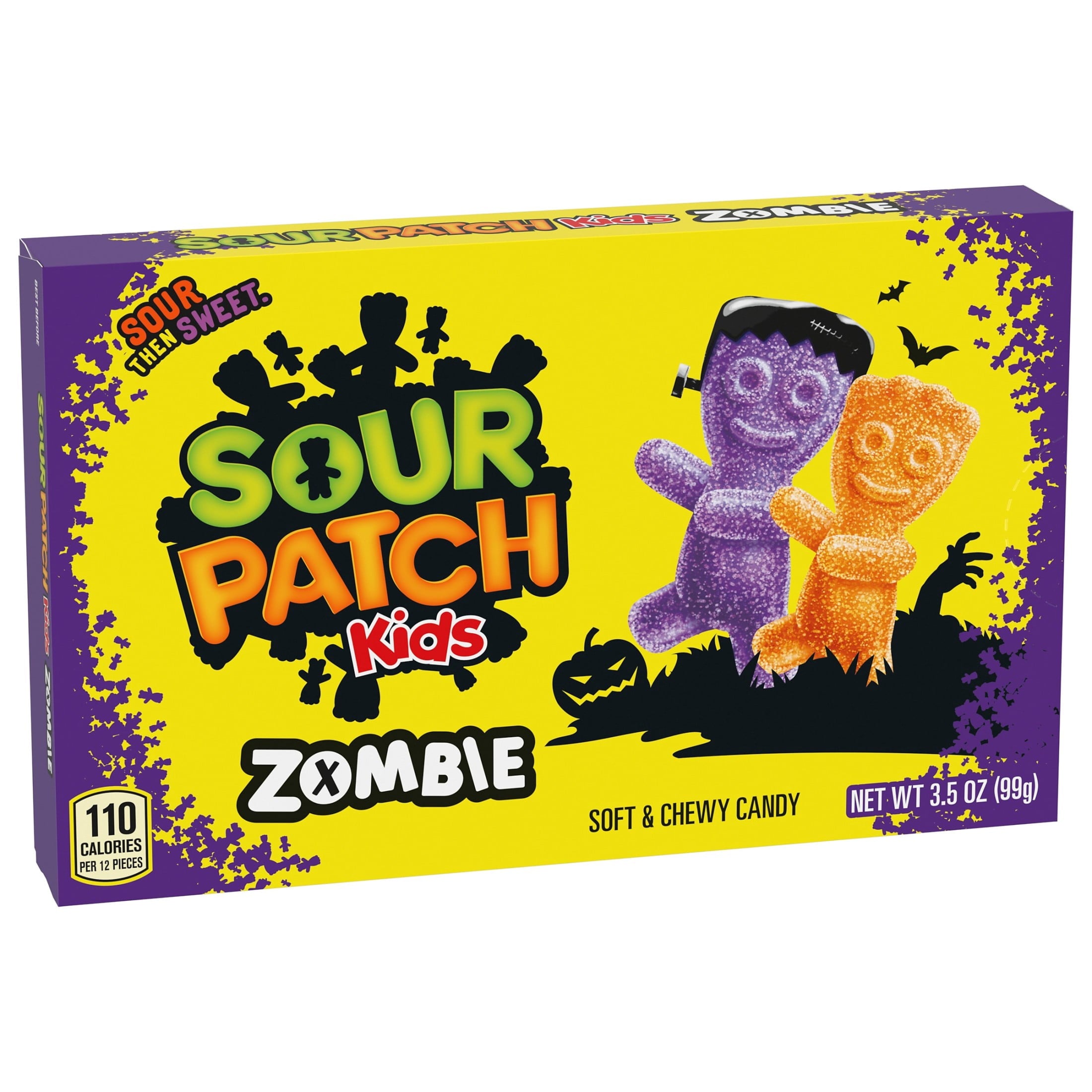 SOUR PATCH KIDS Zombie Orange & Purple Soft & Chewy Halloween Candy, 3.5 oz
