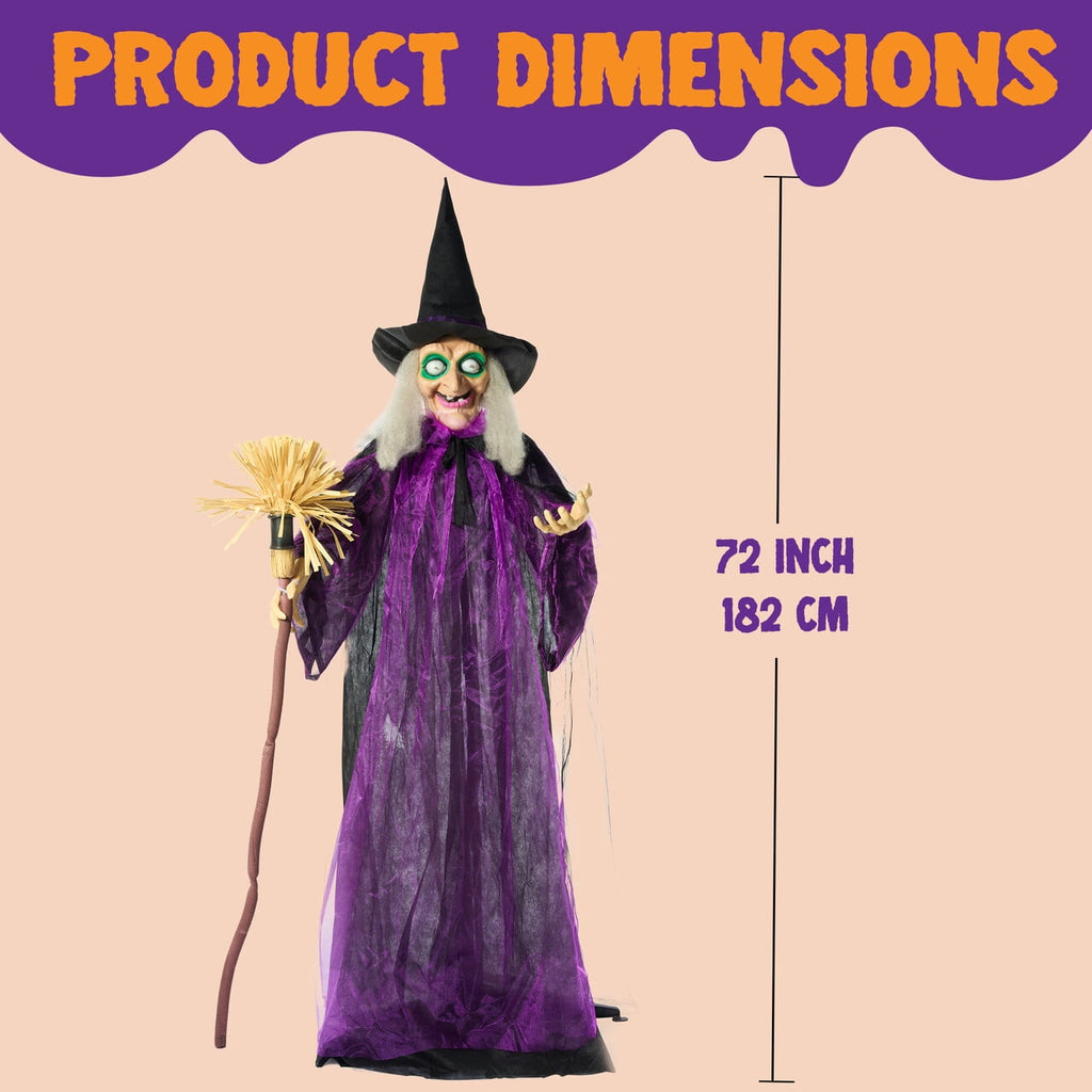 Joyfy 62"Halloween Standing Hunchback Witch with Light, Animatronics Large Halloween Decorations Outdoor, Radar Motion Activated with Creepy Sound & Eyes and Moving Head for Yard Garden Haunted Hous