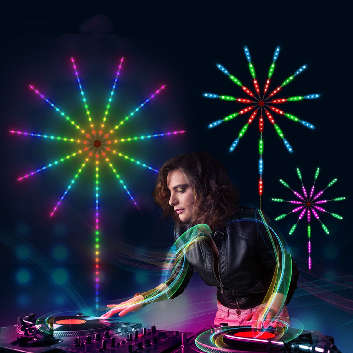 Firework Led Lights USB Powered Room Decor, Color Changing Bluetooth Fireworks Led Lights for Bedroom with Launch Burst Effect, Led Lights with Remote Control for Christmas Party Decoration