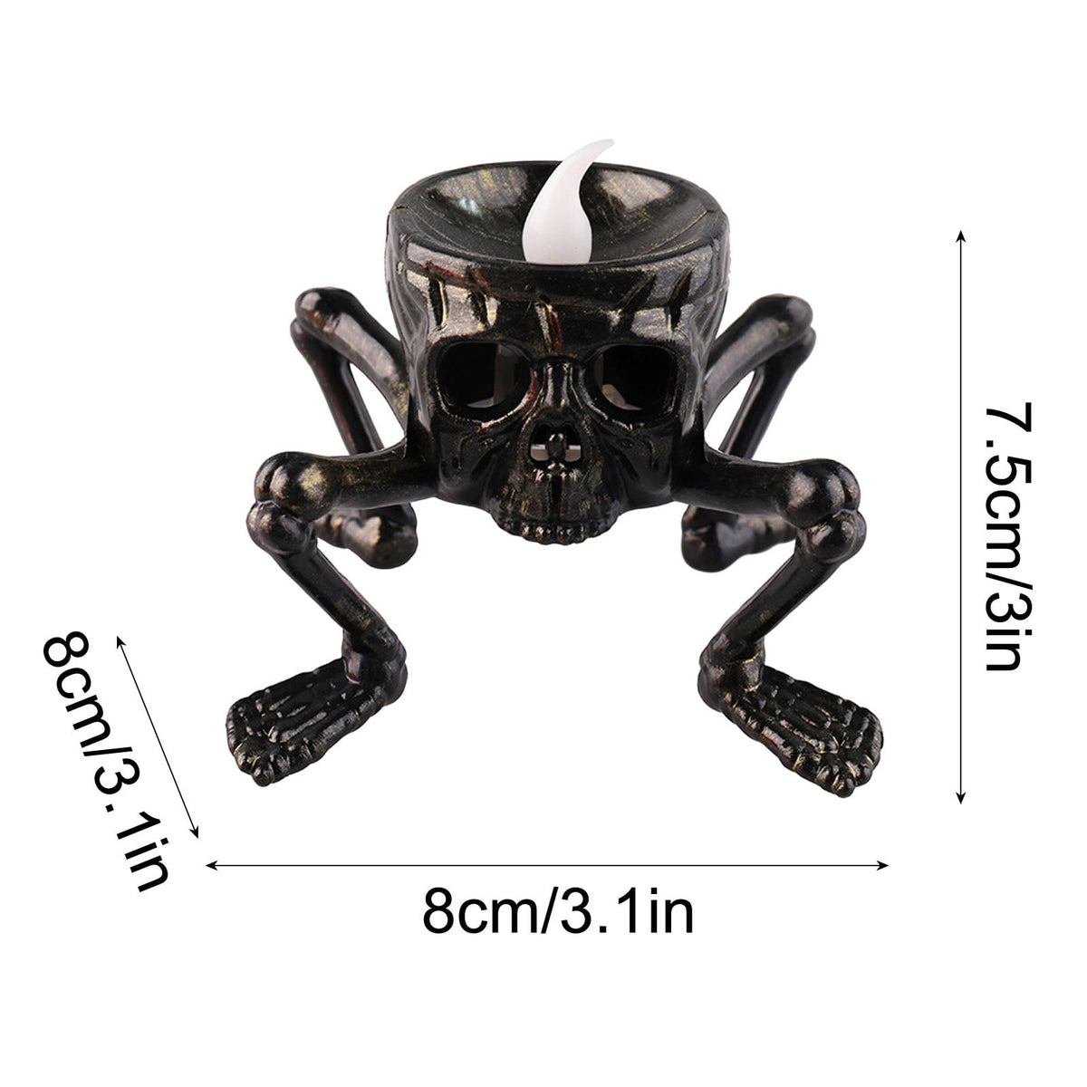 Elainilye Halloween Decorations Indoor Outdoor, LED Flameless Skull Candle Lamp, Battery Operated Halloween Decorations for Home Table Indoor Party Decor, Black