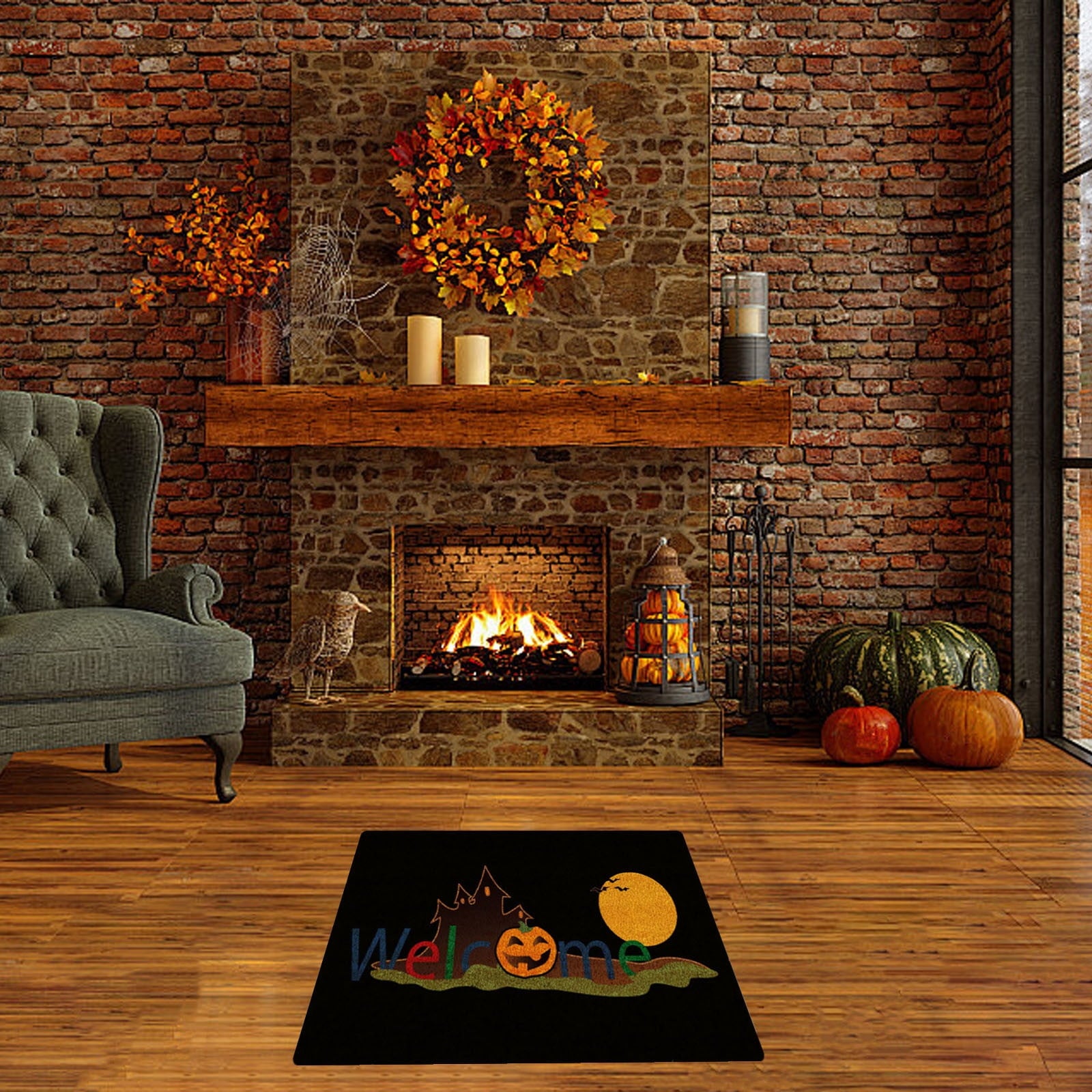 PEIBang Halloween Door Mat,Pumpkins Outdoor Rug Bathroom Doormat,Decorative Front Doormat Indoor Outdoor for Home Decor