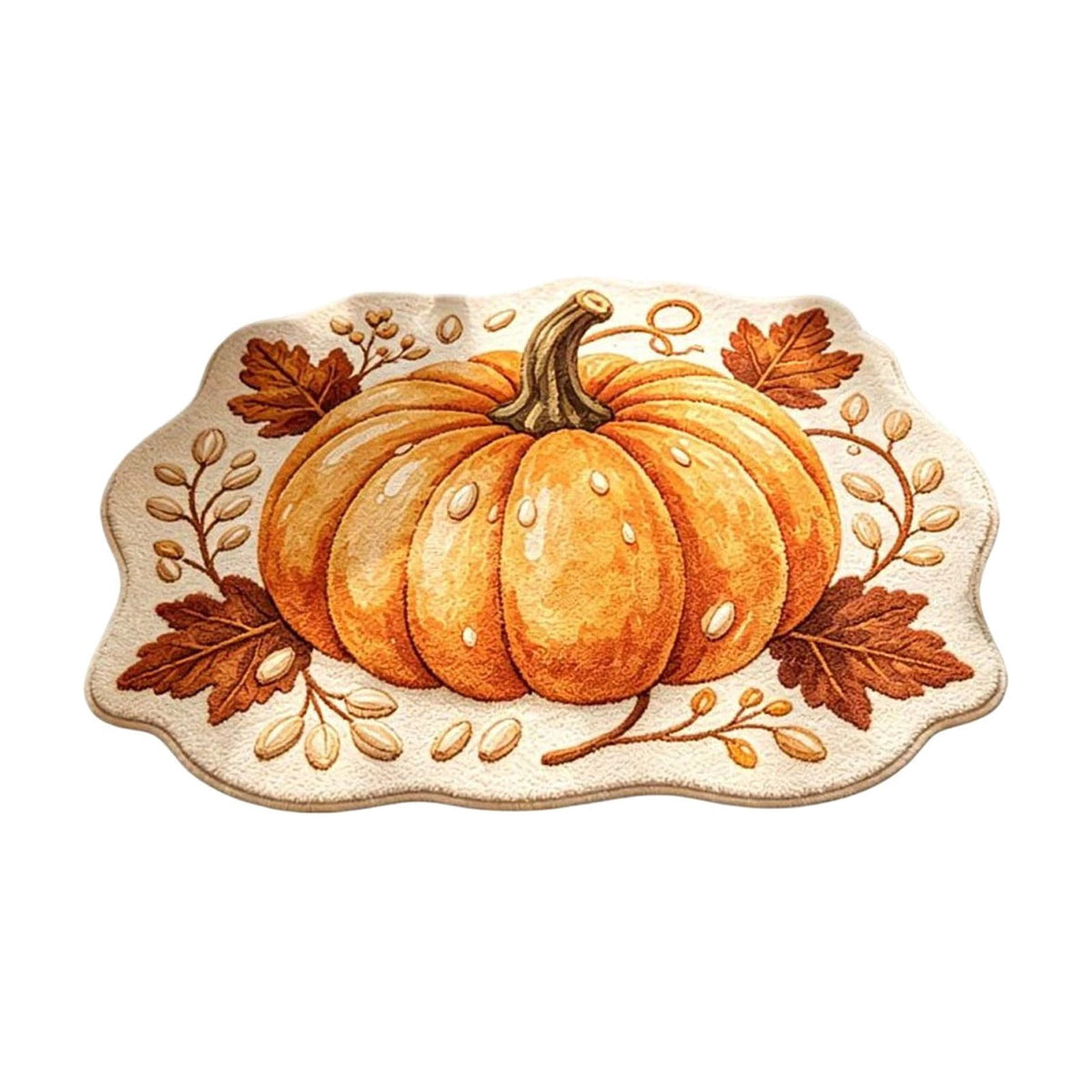 Fall Area Rug Maple Leaf Pumpkin Imitation Wool Mat 27.56x27.56in Polyester Skidproof & Soft for Living Room Bedroom Entryway Fall Doormat by MPOISVA