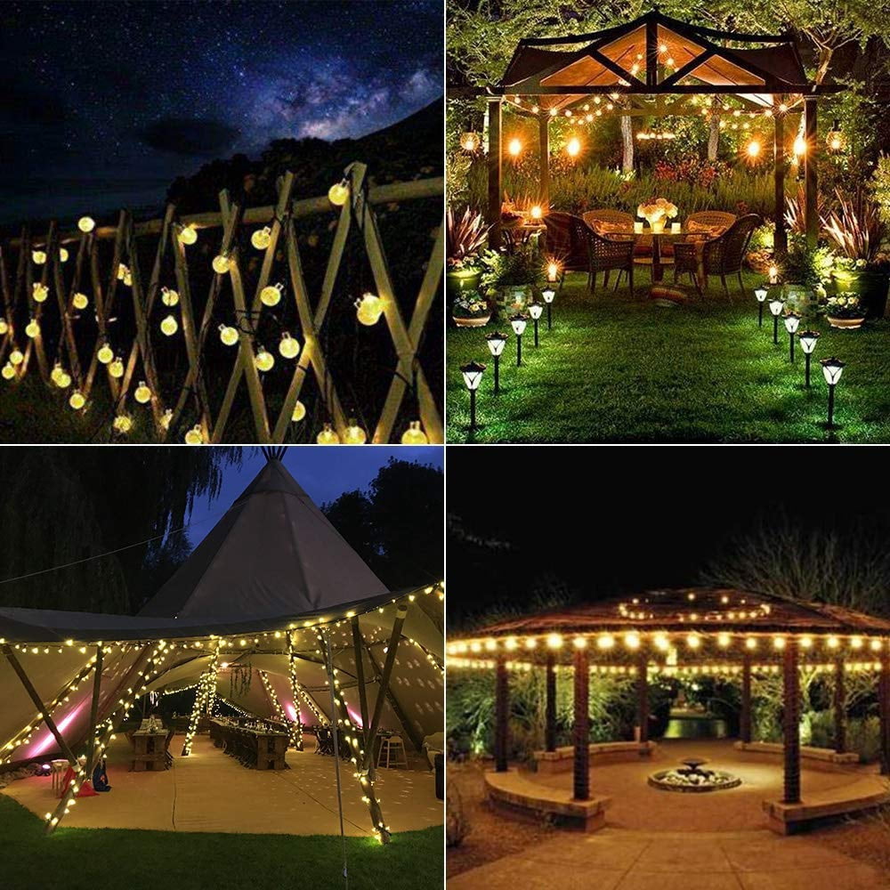 LINLIN Solar Crystal Ball String Lights,Waterproof LED Bubble Globe Solar Fairy Lights 8 Mode Ball String Lights for Bistro Garden Yard Home Party Wedding Christmas Decoration