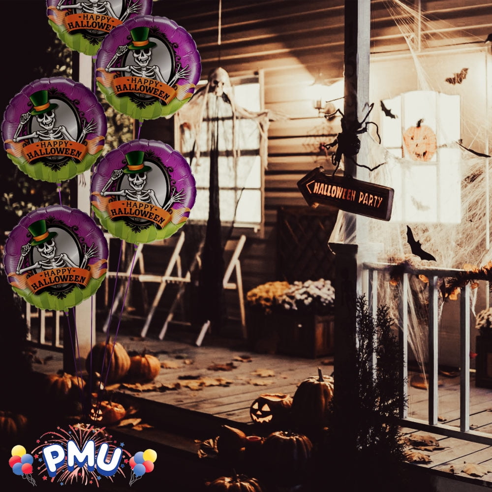 PMU Halloween Party Decoration "Happy Halloween" Jack Faces Aglow 18 Inch Mylar-Foil Balloon (1pkg) Pkg/1