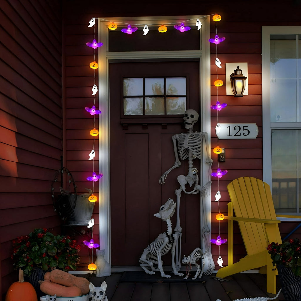 ZOEYKIMLO Halloween String Lights with Pumpkin, Bat, 10Ft 20 LED Battery Operated with 8 Modes Timer for Home Porch Fence Party Halloween Decoration