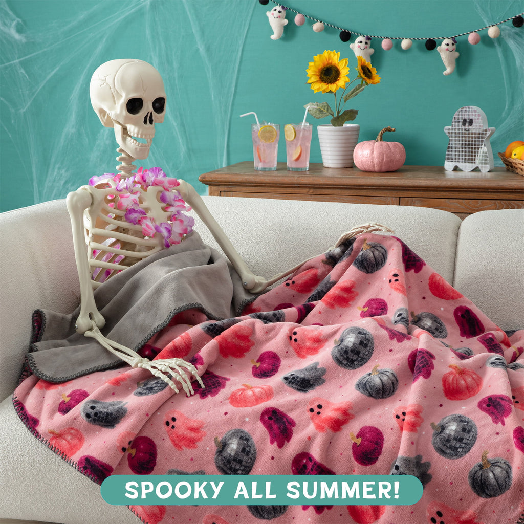 Boo-tique Soft Throw Blanket, Plush Fleece Blanket, Halloween Mermaids, Black, 50" x 72"