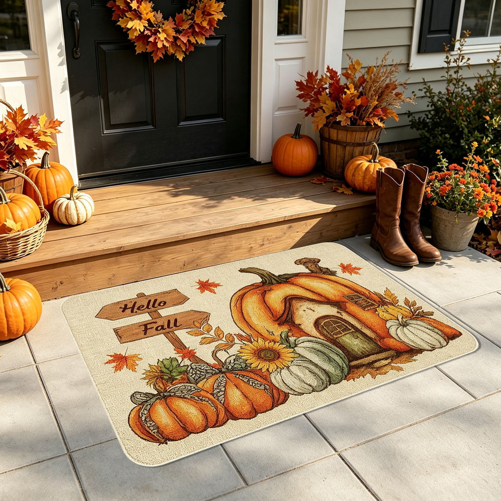 Autumn Door Mat for Entryway, 16x24 Inch, Fall-Themed Floor Doormat for Home Decor, Non-Slip Rug Mat for Living Room, Kitchen, Bedroom, Gifts for Fall Lovers (E)