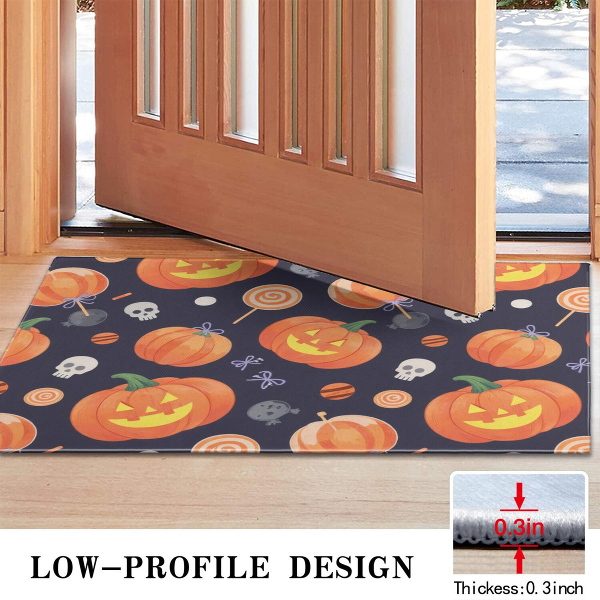 Happy Halloween Door Mat Decorations Spider Bat Doormat Plain the Indoor Door Mat/Outdoor Crystal Velvet 30x17 Inches