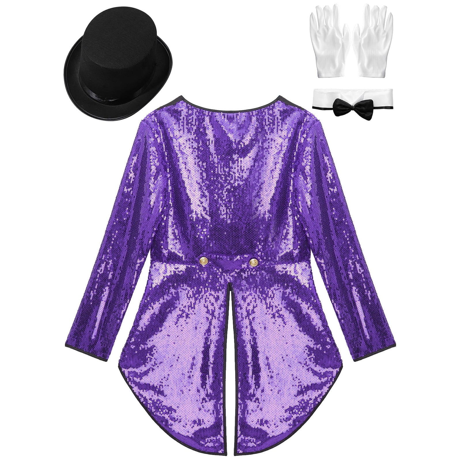 iiniim Women Magician Cosplay Sequin Tailcoat Circus Showman One-Button Tuxedo Jacket Outfits Red M