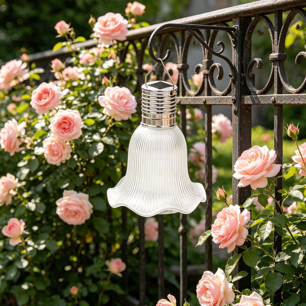 Dyegold Solar Hanging Lantern with Flower Style Lampshade Waterproof LED Decorative Light for Garden Patio Backyard Pergola Camping Outdoor Warm Glow