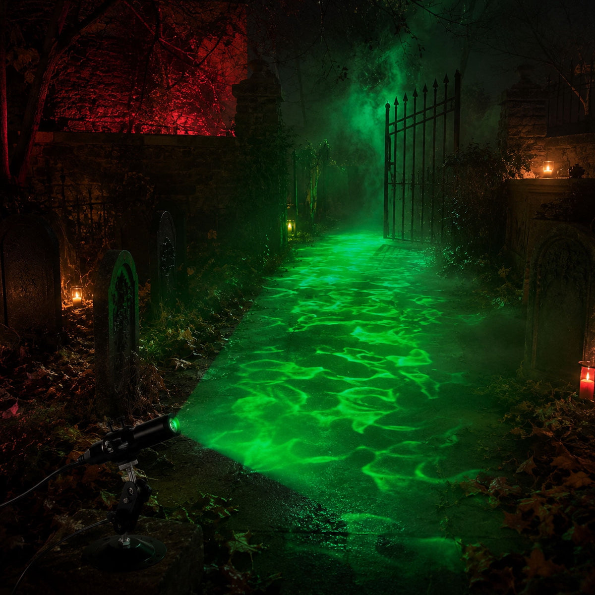 Green Laser Line Projector for Halloween Decorations, IP67 Waterproof Outdoor Green Laser Pointer Light, Compatible with Low Lying Fog Machine, Scary Haunted House Garden Holiday Party Decor (Green)