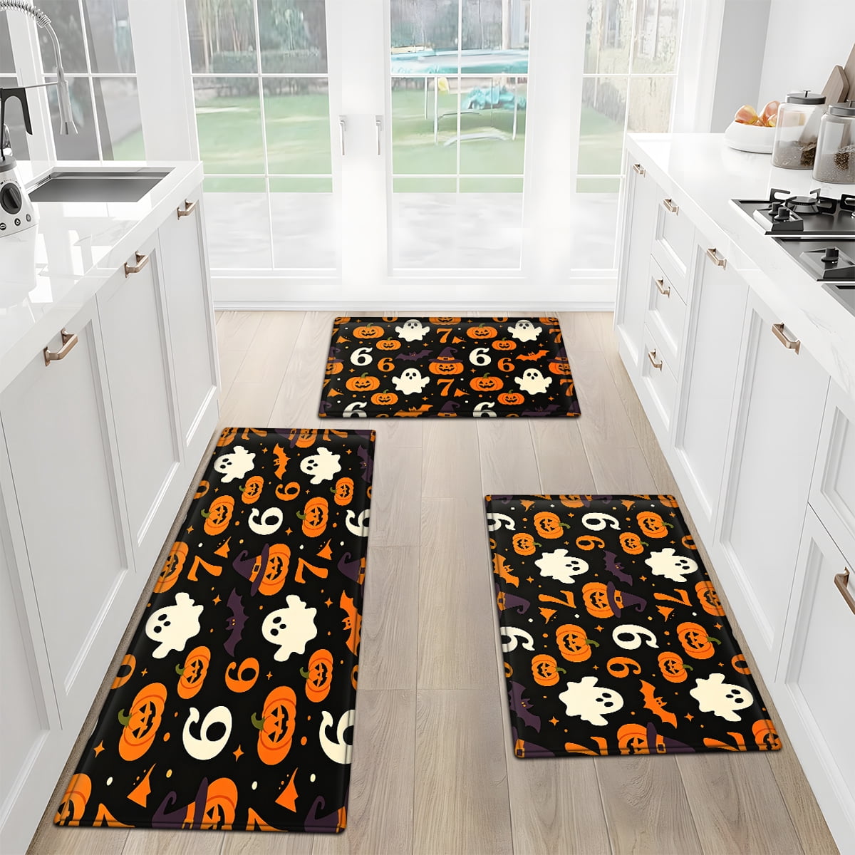 CCTFS Halloween Skeletons Holding Hot Drinks Household 1Pc Flannel Mat and Kitchen Rugs,Soft Non-slip for Bedroom Entryway