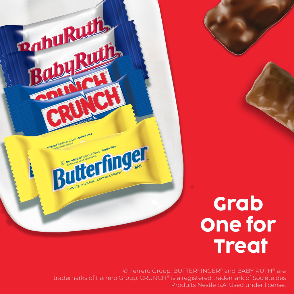 Butterfinger, CRUNCH, Baby Ruth, Assorted Halloween Candy Bag, 60 Count, 22 oz