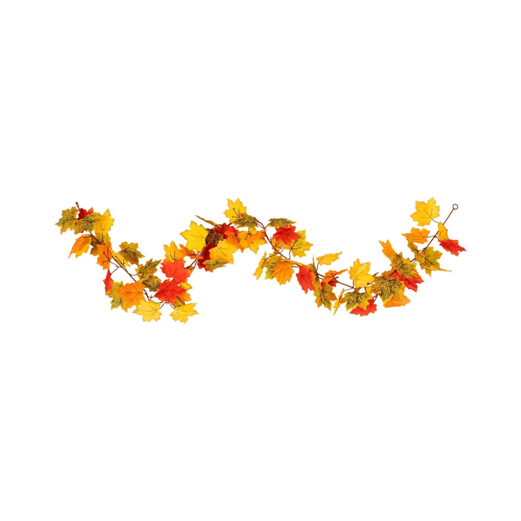 WKSCLPAI Halloween Maple Leaf Garland, Fall Vine Wreaths for Autumn Festivities Decor,Seasonal Garlands for Home,Halloween & Fall Decorations
