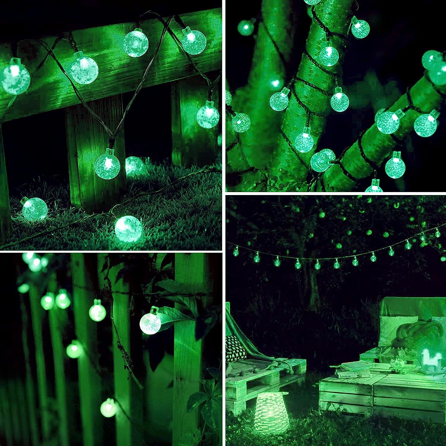 LINLIN Solar Crystal Ball String Lights,Waterproof LED Bubble Globe Solar Fairy Lights 8 Mode Ball String Lights for Bistro Garden Yard Home Party Wedding Christmas Decoration