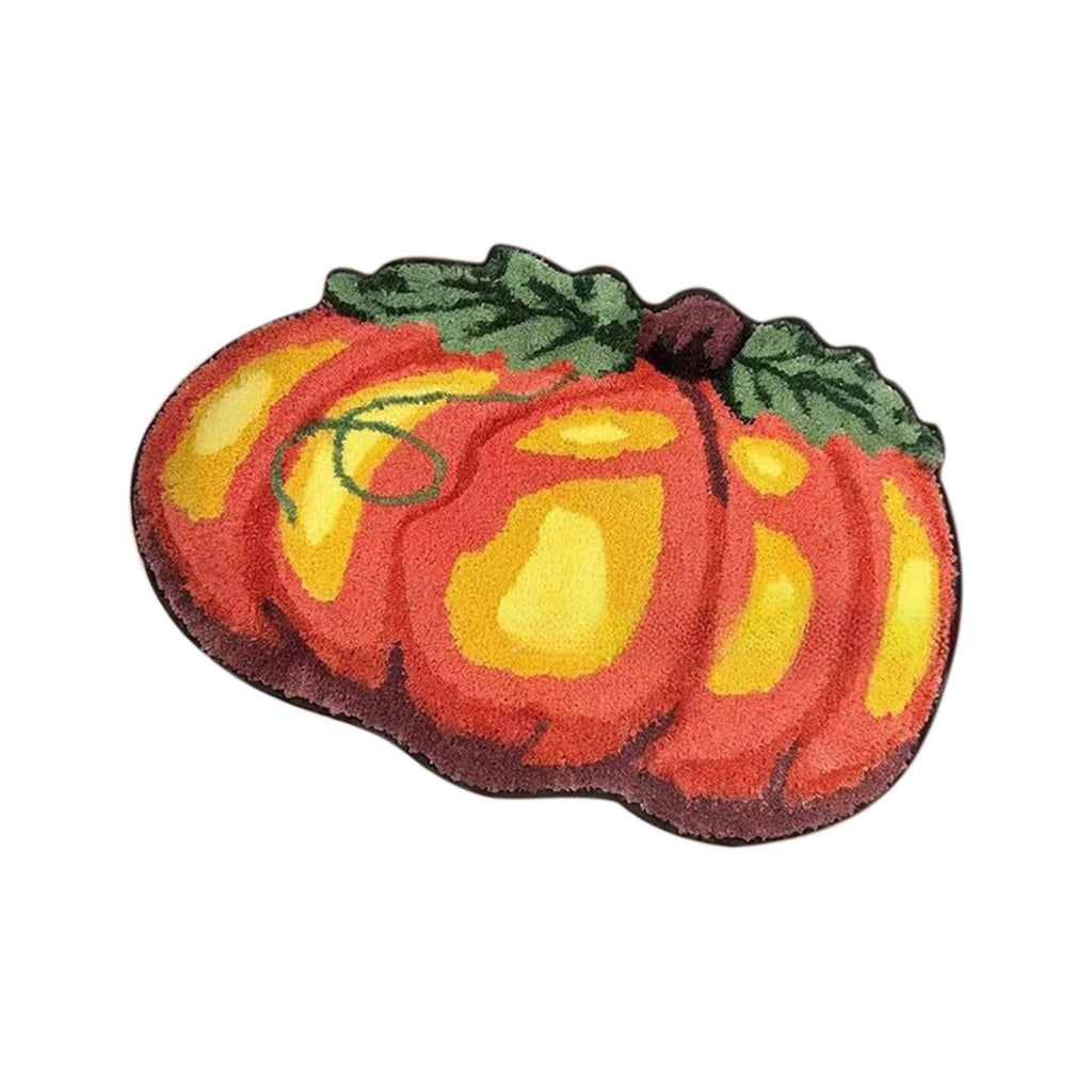 Orange Plaid Fall Outdoor Mat, Hand-Woven Porch Rug for Thanksgiving Halloween Door Decor