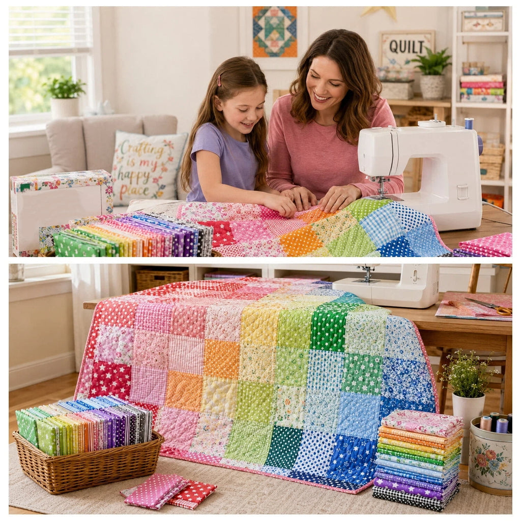 56PCS Cotton Craft Fabric Bundle, 10 inches Squares Sheets Patchwork, Sewing Quilting Craft Fabric, DIY Sewing Scrapbook Quilting Dot Stripe Fabric