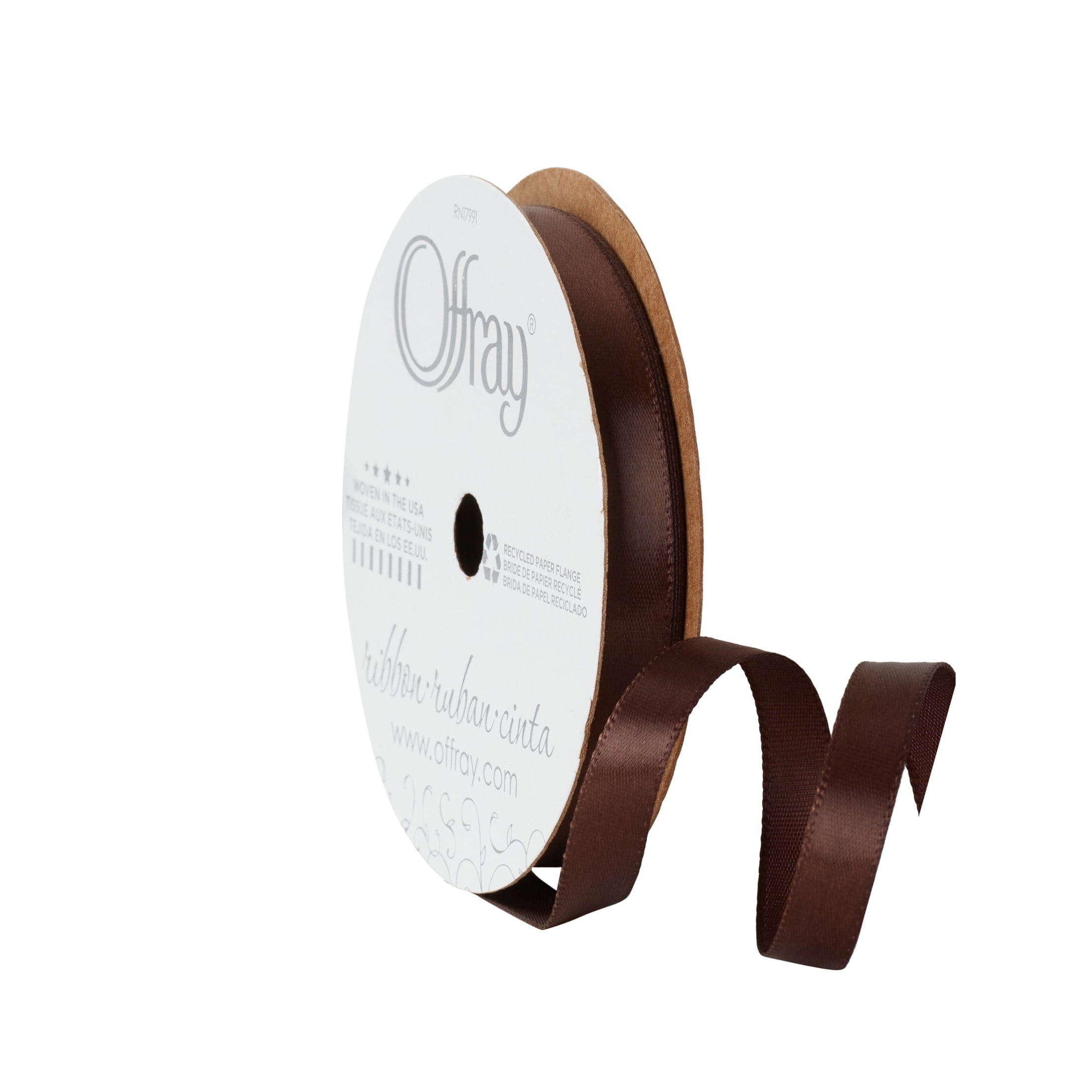 Offray Ribbon, Red Wine 3/8 inch Single Face Satin Polyester Ribbon, 18 feet