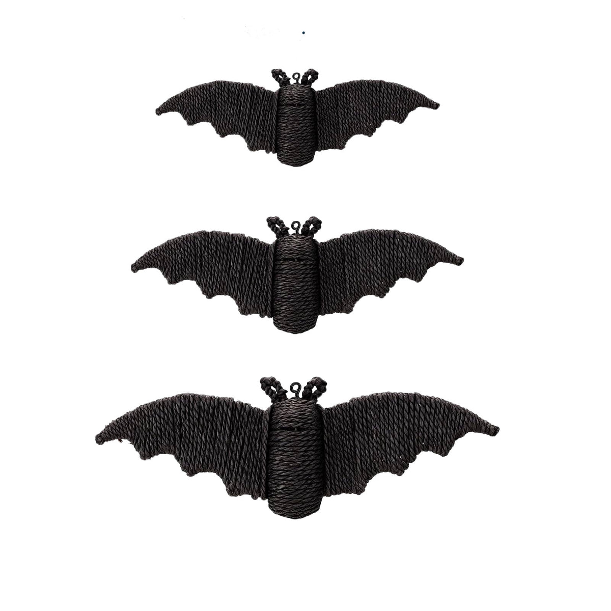 GoLucid Halloween Woven Bat Wall Decoration 3 Pack, Handcraft Rattan Bat Hanging Ornament Set 6.3" 7.48" 9.06", Indoor Outdoor Decor
