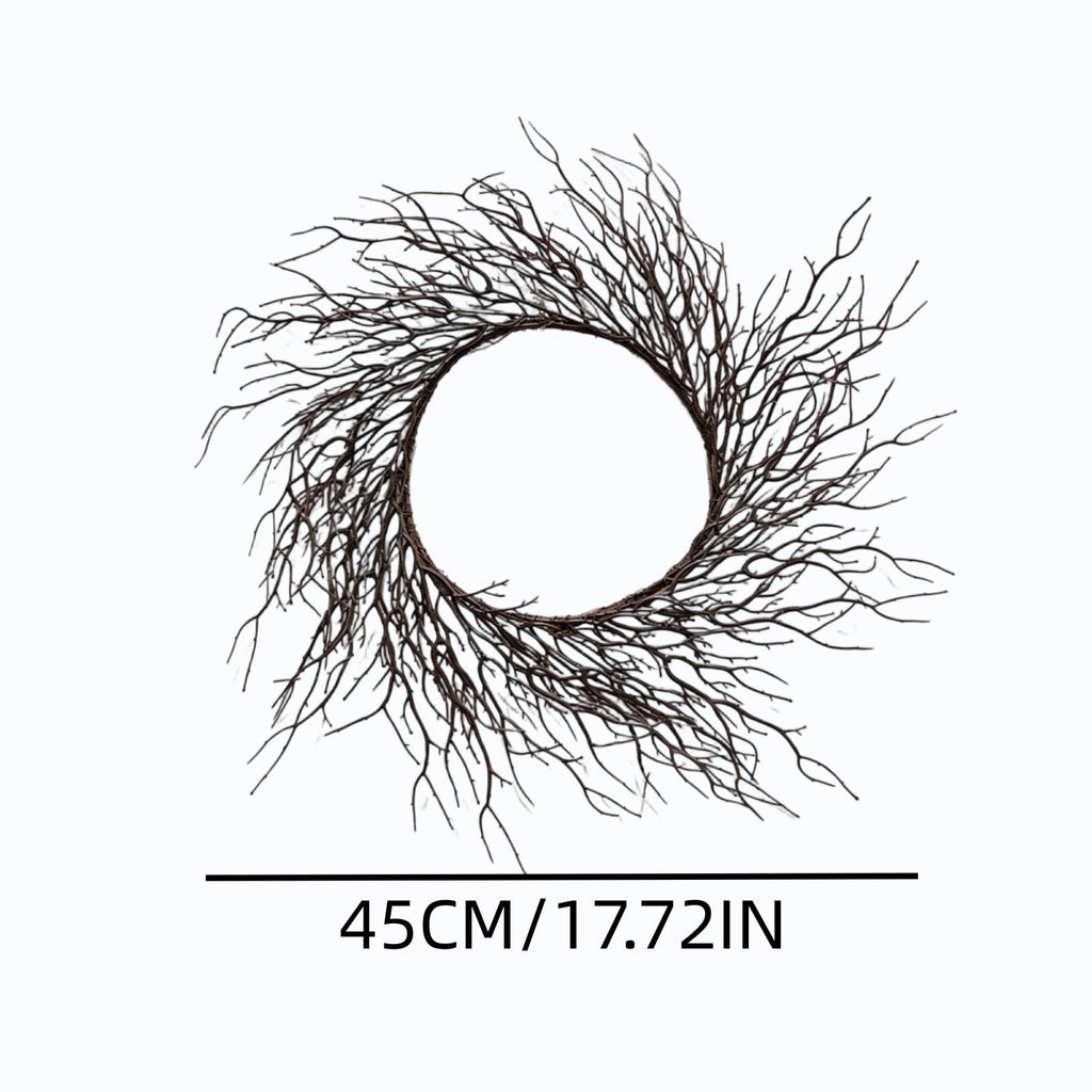 WWC Halloween Wreath, 18 inch Black Bats and Bare Branch Wreath, Gothic Halloween Decor Twig Wreath for Halloween Party Front Door Porch and Fireplace