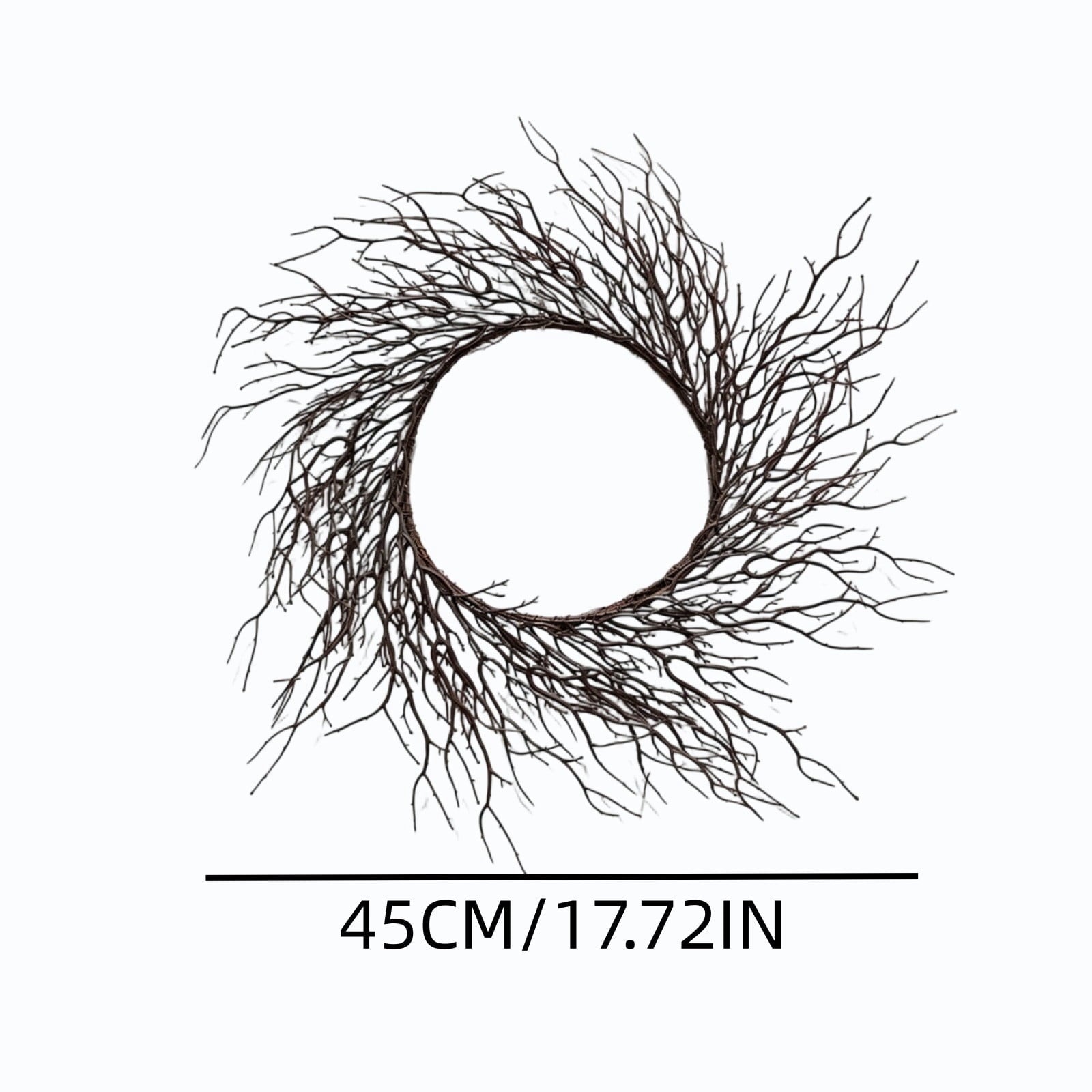 WWC Halloween Wreath, 18 inch Black Bats and Bare Branch Wreath, Gothic Halloween Decor Twig Wreath for Halloween Party Front Door Porch and Fireplace