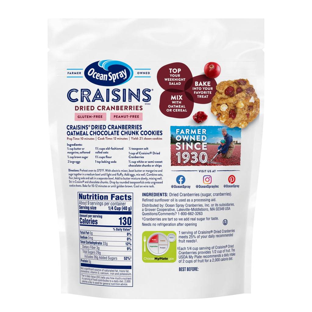Ocean Spray® Craisins® Original Dried Cranberries, Dried Fruit, 12 oz Pouch