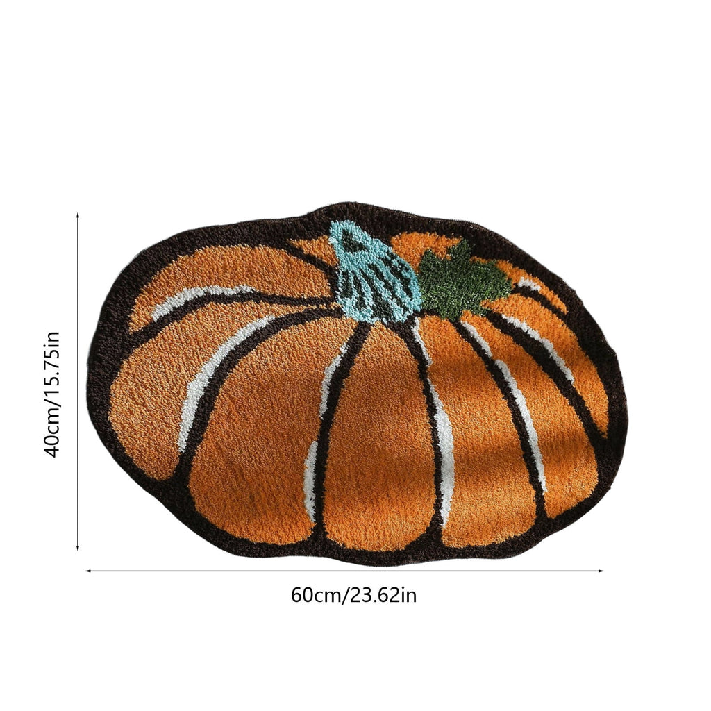 Cute Pumpkin Shaped Doormats, 15.7''x23.6'' Soft Non Slip Decorative Rugs for Front Door Bedroom Bathroom, Halloween & Thanksgiving Supplies