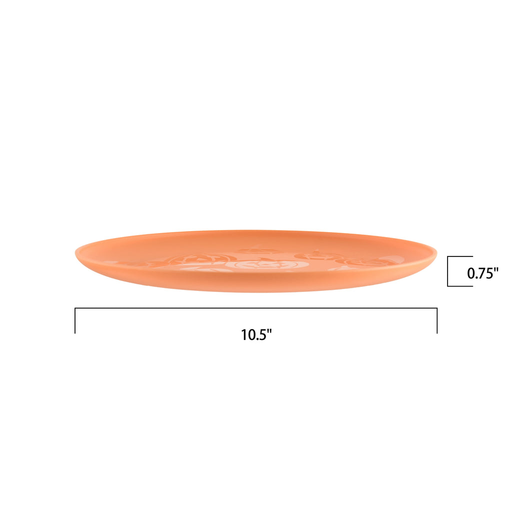 Mainstays 30-Piece Plastic Etched Pumpkin Dinnerware Set, Orange