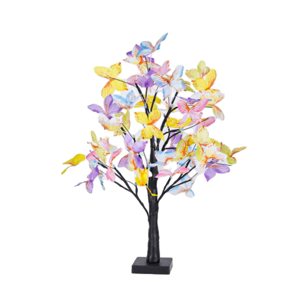 Konghyp LED Butterfly Tree Lights – White Birch Christmas Lights with Colorful Butterfly Ornaments, Ideal for Festive Decor and Creating a Magical Holiday Atmosphere.