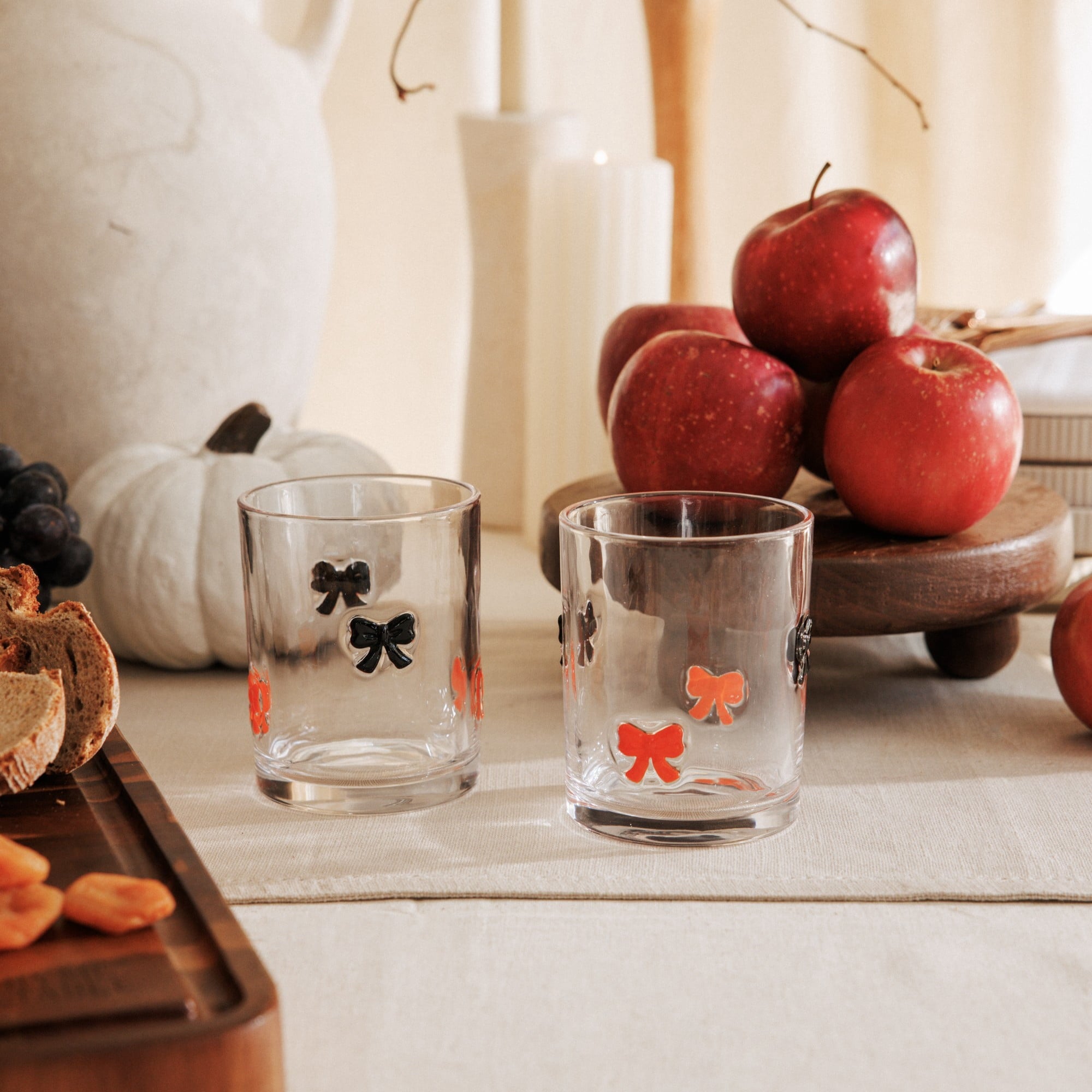 Thyme & Table 12 fl oz White Pumpkin Charm Glass Set, Pack of 2