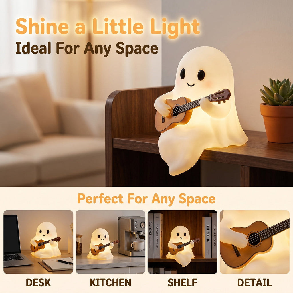 Ghost Night Light Halloween Decorations Bedside Night Light with Tap Control, Dimmable Nursery Decor Lamp, Fun Ghost Gift for K*ids, Halloween Room Decor, Ghost Lamp
