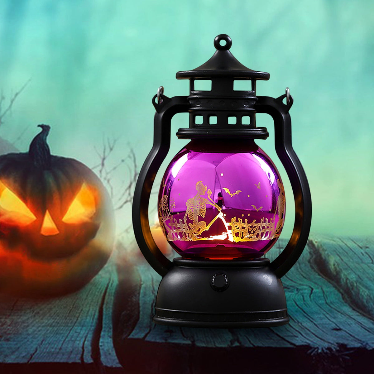 LHNFT Halloween Lantern Night Light, Vintage Oil Lamp Wall Light Outdoor, Battery Operated Hanging Lantern for Party Decor, Halloween Decorations Outdoor