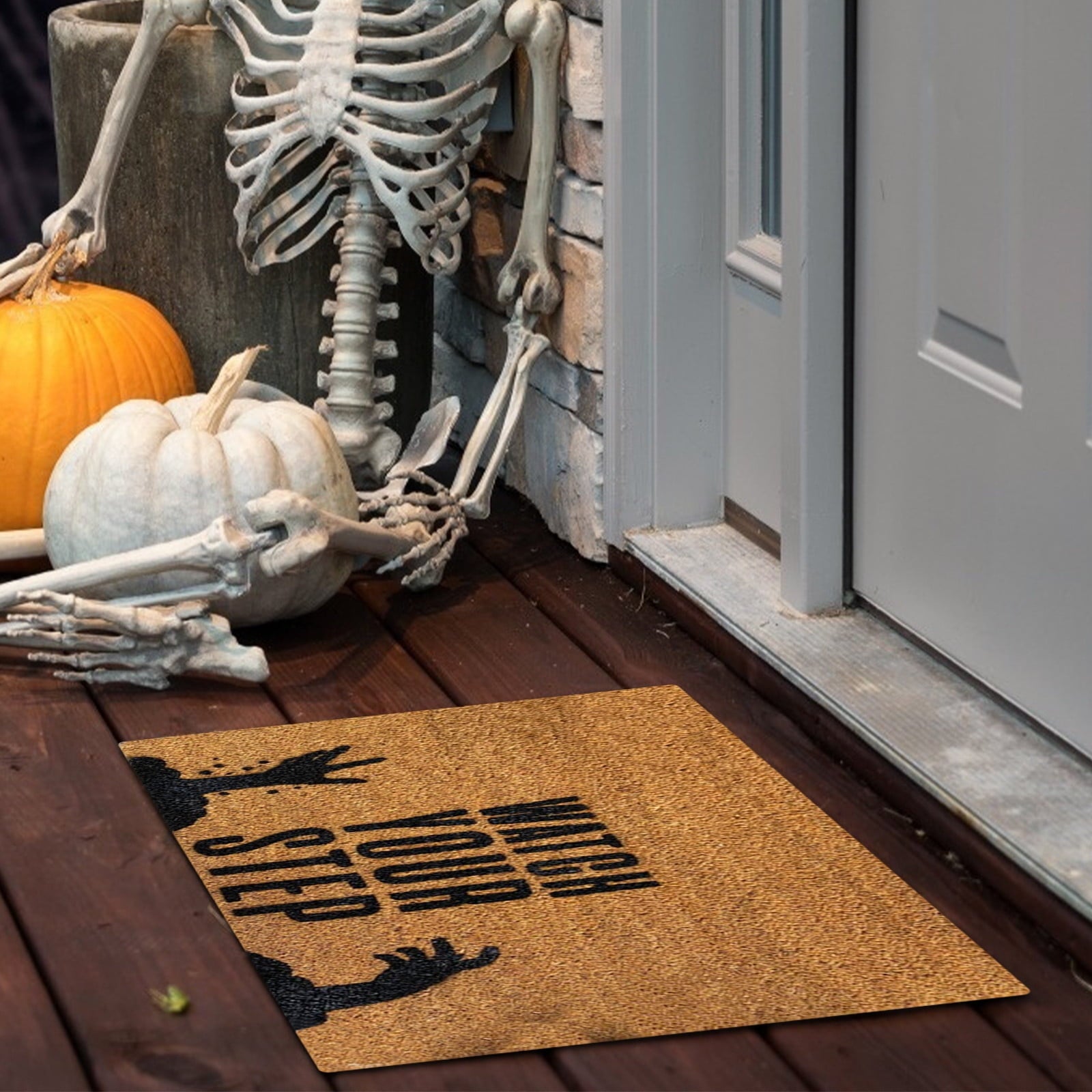 JLFNYA Halloween Rug,15.7*24inch Checkered Rug,Rug Halloween Fall Door Mat Cotton Washable Area Rugs Door Mat Outdoor Entrance for Front Porch Entryway Fall Farmhouse