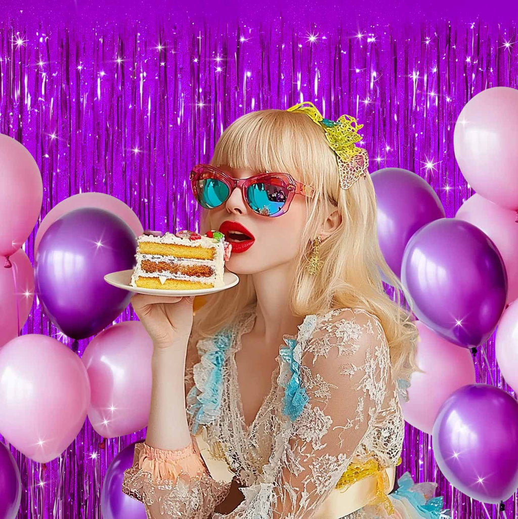 Sm:)e 2-Pack Light Bright Silver Foil Fringe Curtains for Events - Birthday, Wedding, Graduation, Christmas, Baby Shower, various festivals Decor Photo Booth Fun!