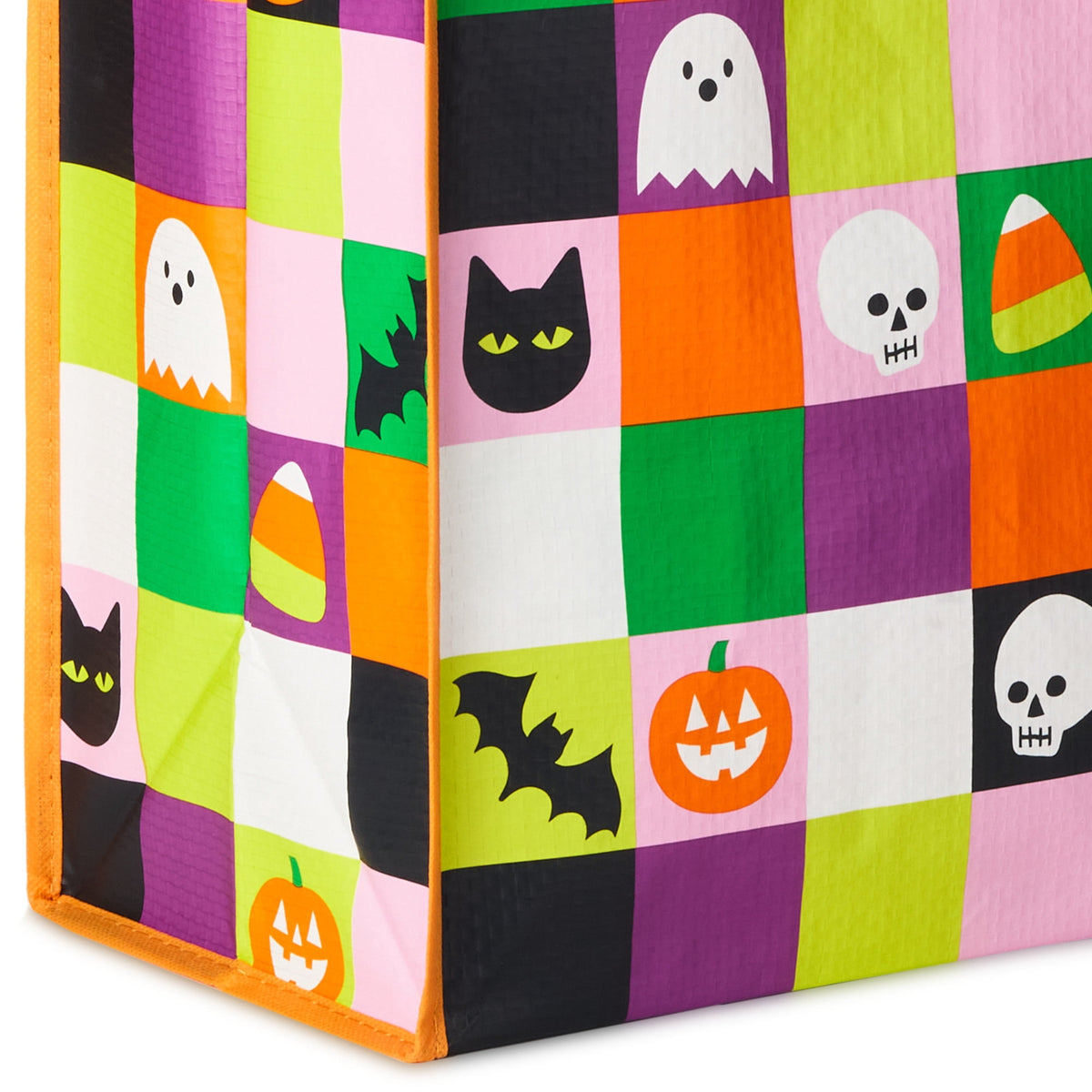 Hallmark Large Halloween Tote Bag (Ghosts, Candy Corn, Bats, Cats), 1 Count