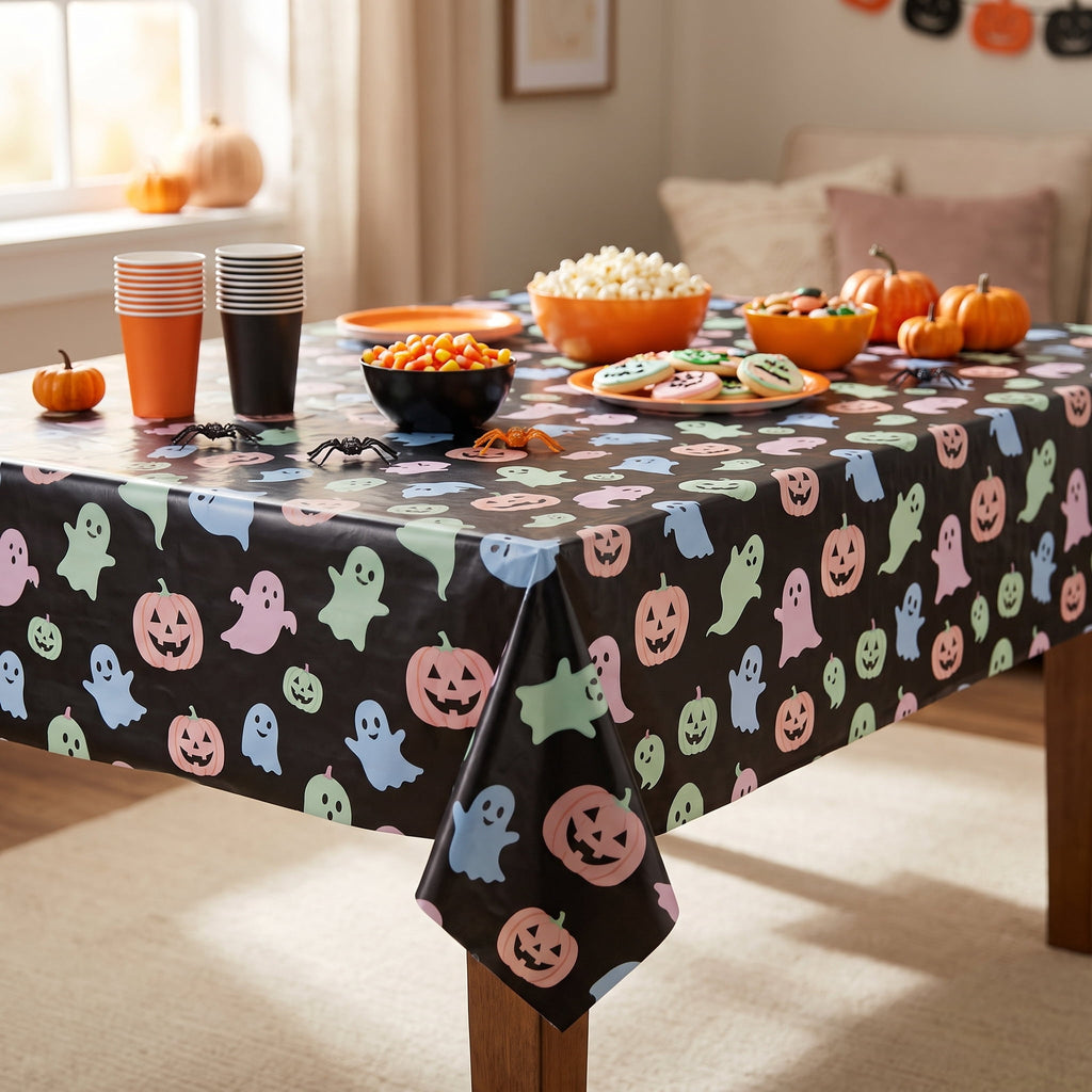 Jack-o'-Lanterns and Ghosts Tablecloth, Multicolor, 54" x 84", Halloween by Way To Celebrate