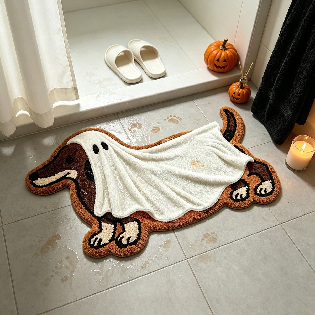 Halloween Ghost Dachshund Door Mat 15x21 Inch Doormat for Outdoor Indoor Entrance Entryway