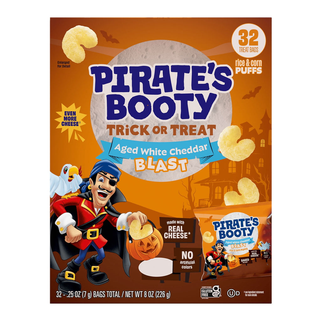 PIRATE'S BOOTY Aged White Cheddar Blast, Cheese Puffs Bags, .25 oz (32 Count)