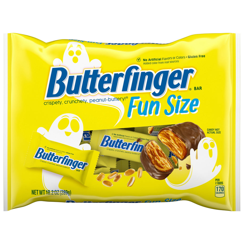 Butterfinger Fun Size Halloween Candy Bars, Chocolate-y Peanut-Buttery, Halloween Candy Bulk Individually Wrapped, Ghost Bag, 10.2 oz