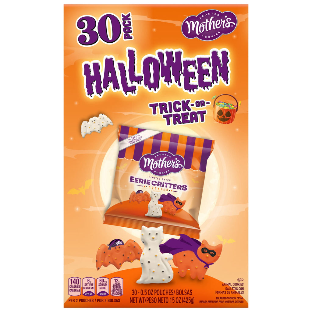 Mother's Eerie Critters, Halloween Snacks, Frosted Animal Cookies, 30 Pack, 0.5 oz Each