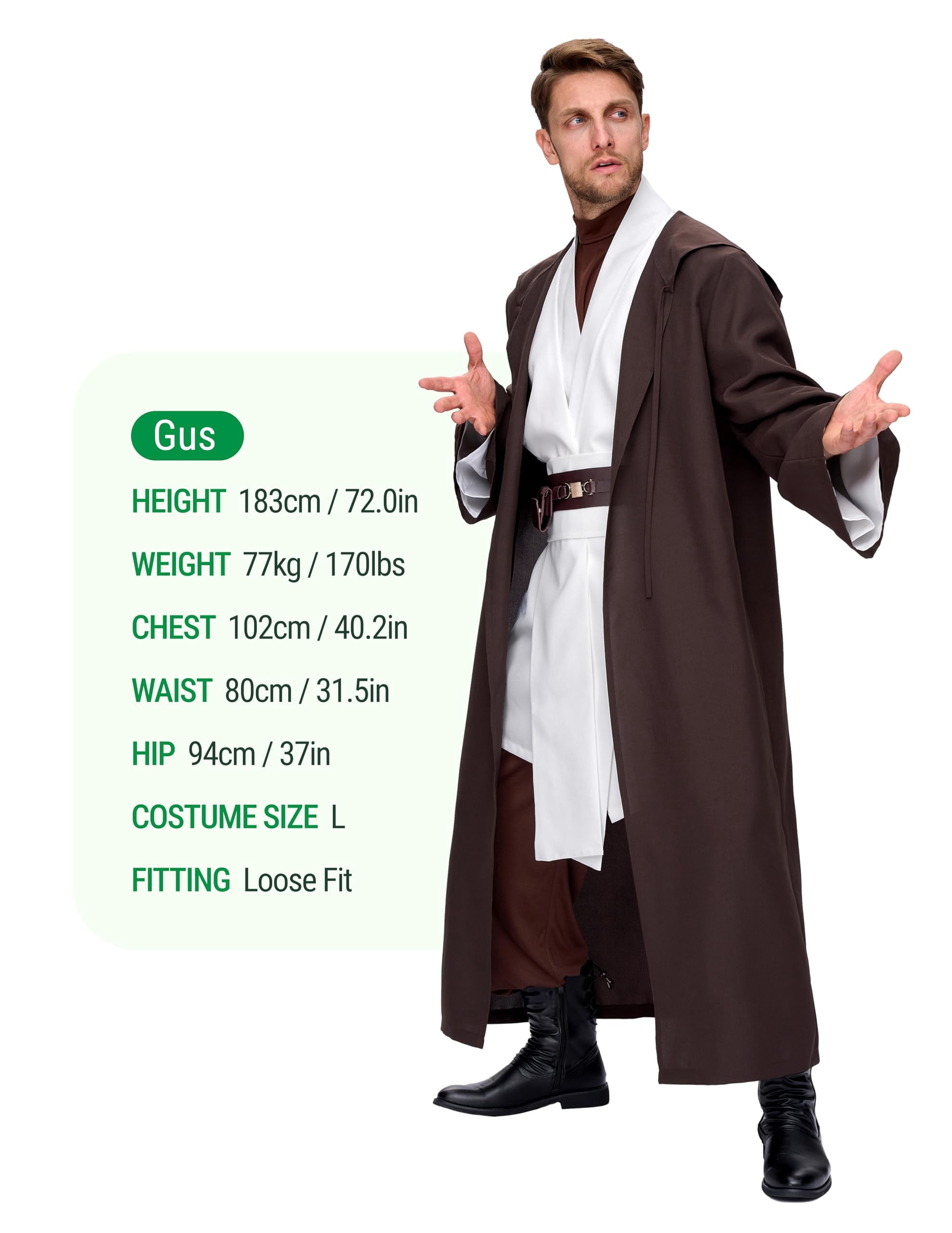 Joyfy Men's Priest Costume Black Priest Father Robe Stole for Halloween Party Dress up Cosplay