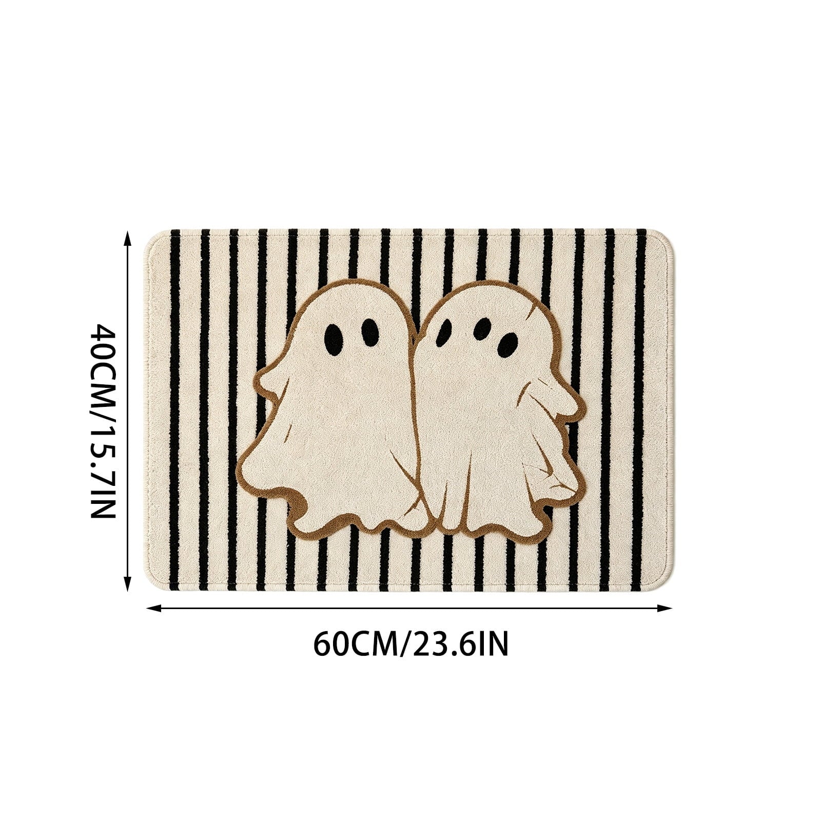 Halloween Doormat Ghost Bath Mat 23.6x15.7in Secure-Grip Absorbent Soft Faux Fur Rug for Bathroom Bedroom Living Room Decor by OVFUIZ