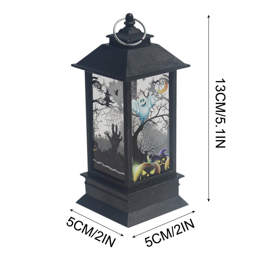 Lhrmh Halloween Decor - LED LED Hanging Lamp Candle Lantern with Skeleton and Pumpkin Designs for Portable Spooky Lighting